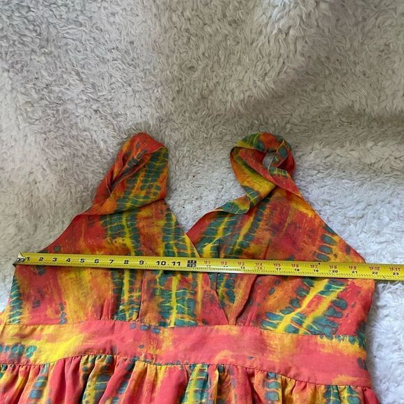 NWT Ellen Weaver multi marble color orange,yellow & green.Maxi dress SZ2X - Picture 8 of 11